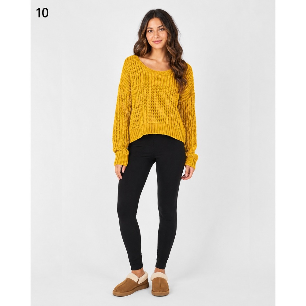 Ruby Moon Sweater XS Marigold Yellow Chunky Knit Open Back Wool Alpaca Blend